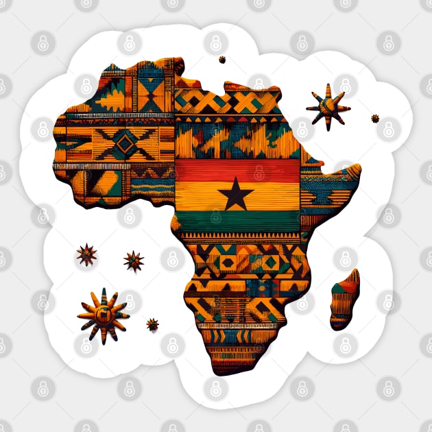 African Map Kente Pattern Ghana Flag Sticker by Graceful Designs